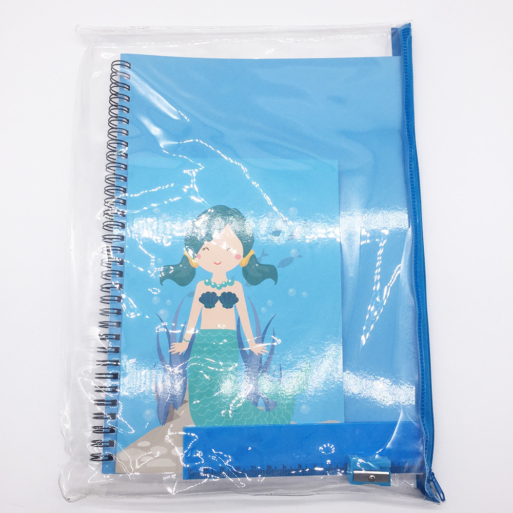 Custom Wholesale Notebook Lovely Carton Styles Ruler Sharpener School Stationery Set With Notebook