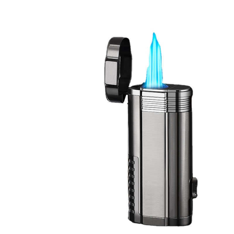 Cigar Cigarette lighter Strong windproof three fires torch lighter with cigar cutter