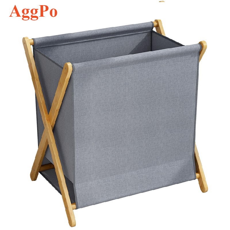 Solid Wood Foldable Dirty Clothes Basket, Large Storage, Laundry Room, Bathroom