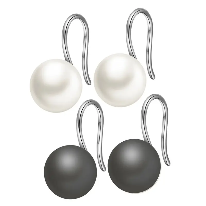 Amazon Ceramic Pearl Drop Earrings Jewelry Stainless Steel Hoop Earrings For Women Girls