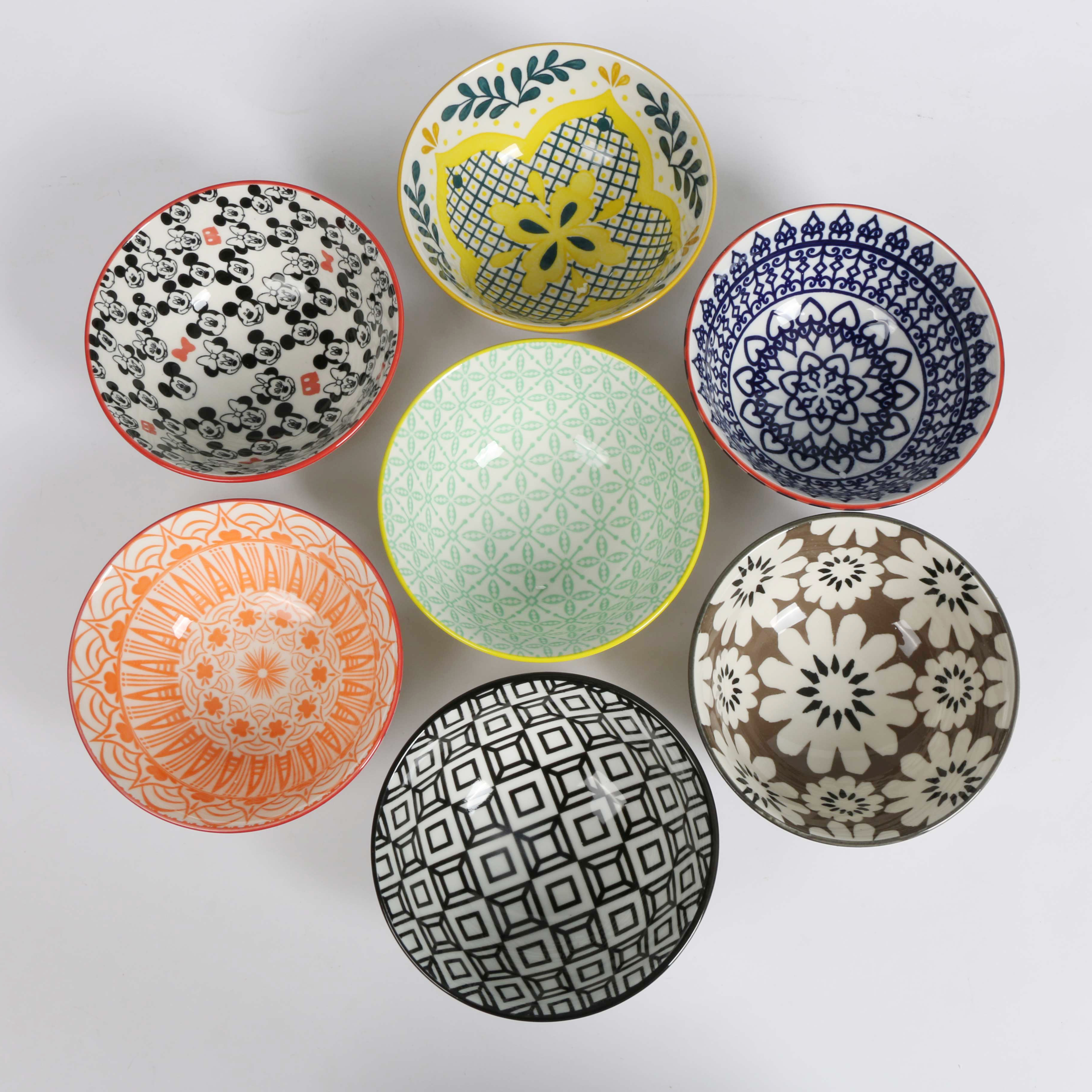 4.5 inch porcelain pad printing bowl custom japanese serving cereal noodle ceramic bowl set