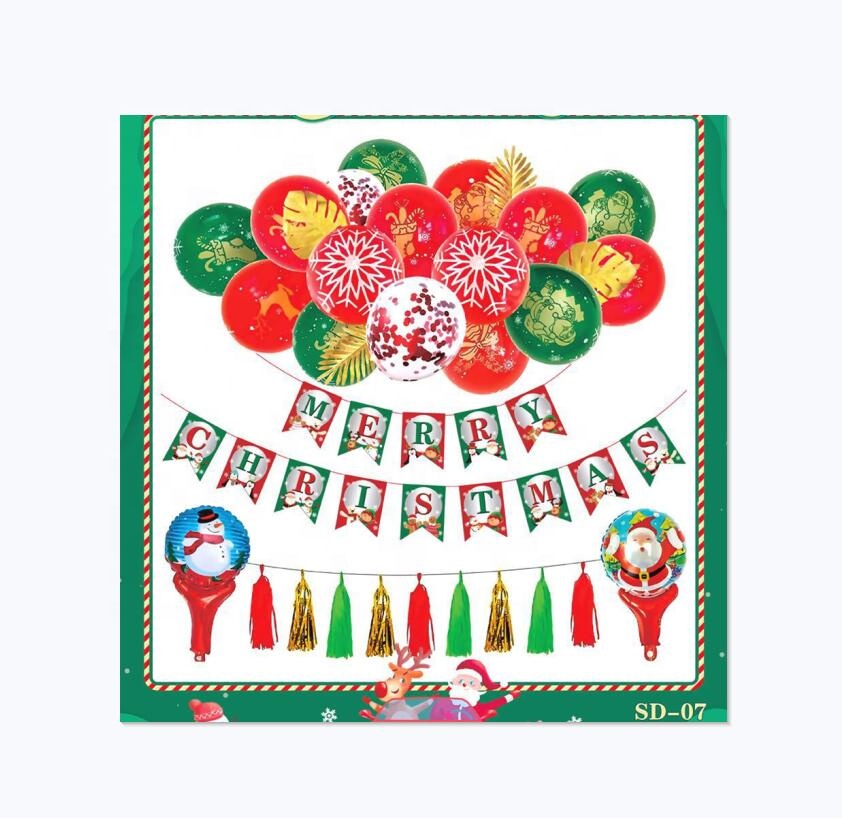 Christmas ballons party decorations 20 set Balloons Christmas Banner White Snowflake Decoration for Festival Party supplies