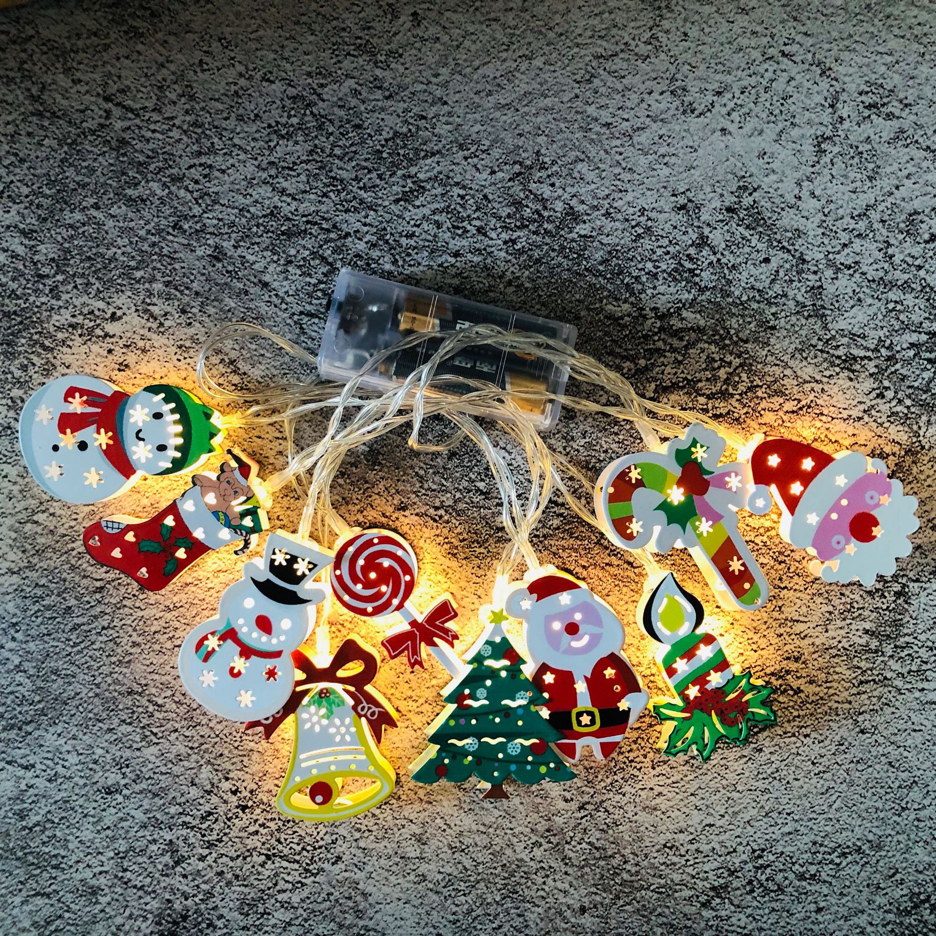 Led Christmas Lights Decoration Christmas 2021 Santa Claus Elk Snowman Snowflake Merry Christmas String Lights for New Year 2022