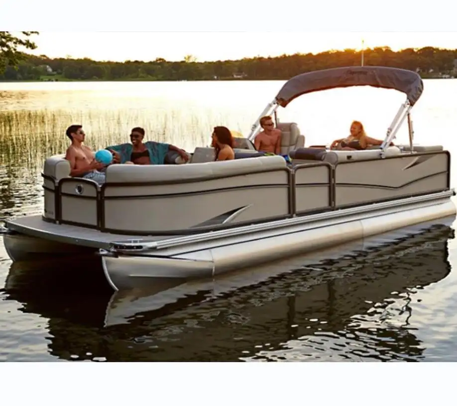 Best Recreational Floating Fiberglass Pontoon Fishing Boat For Sale With Motor