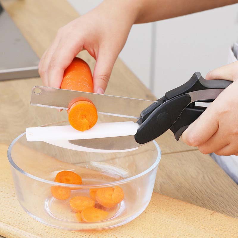 HelloWorld multifunction cutting board slicer veggie 2 in 1 food chopper kitchen scissor smart kitchen accessories clever cutter