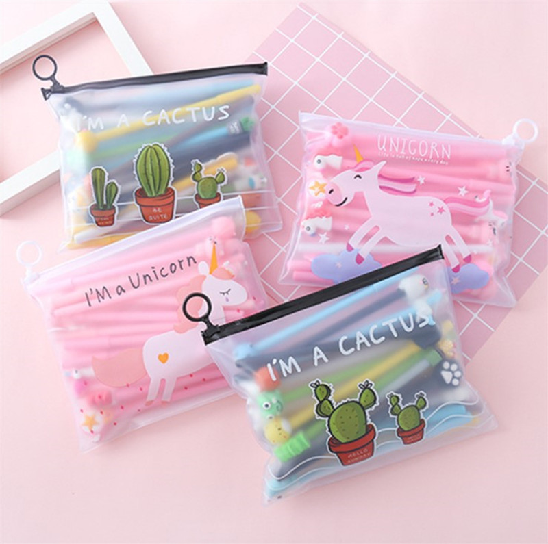Back To School канцелярские милые ручка для мальчиков и девочек, 20 шт Kawaii файл Карманный упаковка мультфильм набор гелевых ручек