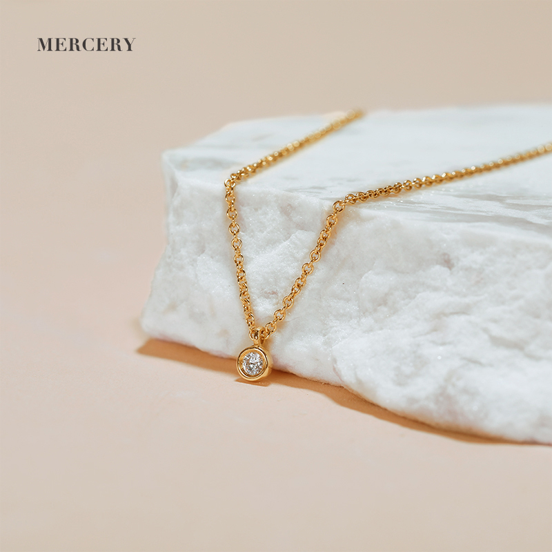 Mercery логотип бренда 14K чистого золота кулон женские ожерелья роскошные Love ювелирные изделия циркониевое ожерелье изготовленное с настоящим золотом, со стразами, украшена белыми кристаллами