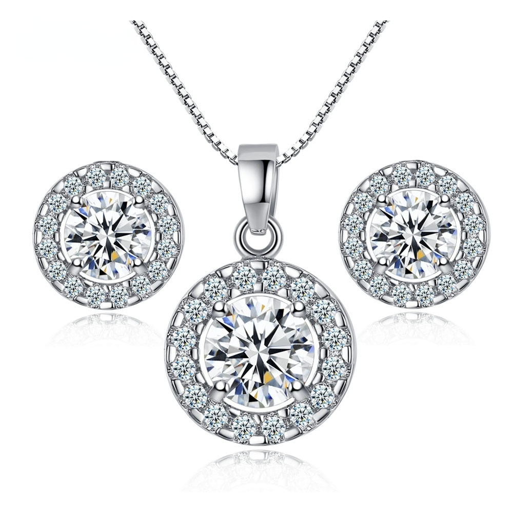 Hot sale bridal jewelry set trend Shengguang combination crown creative necklace women cubic zirconia earrings prom jewelry