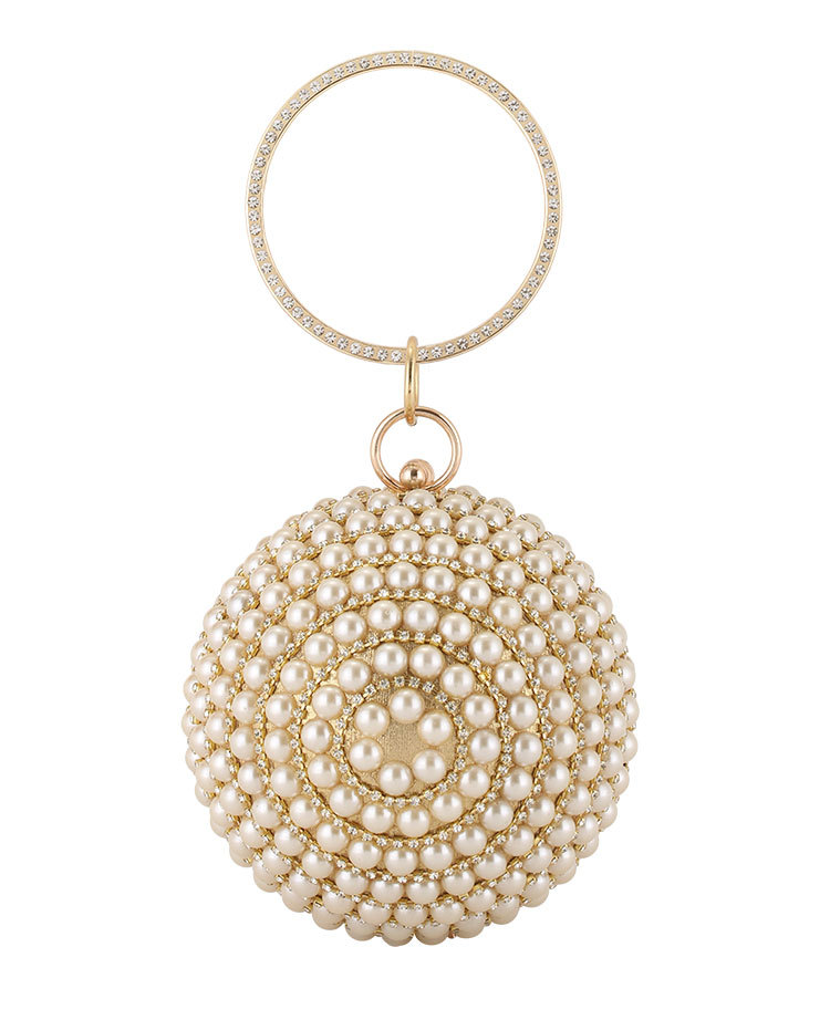 luxury women pearl round clutch bags bridal purse ladies acrylic party evening bags