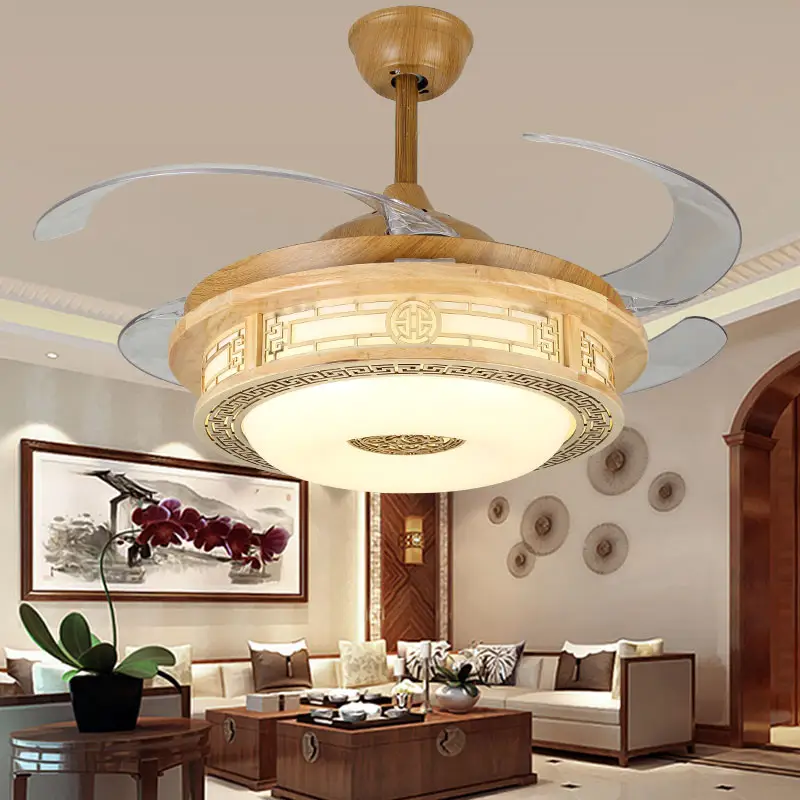 Chinese Ceiling Fan Lights Modern With Remote Control Invisible Blade For Home Dinning Room Living Room 220V 110V