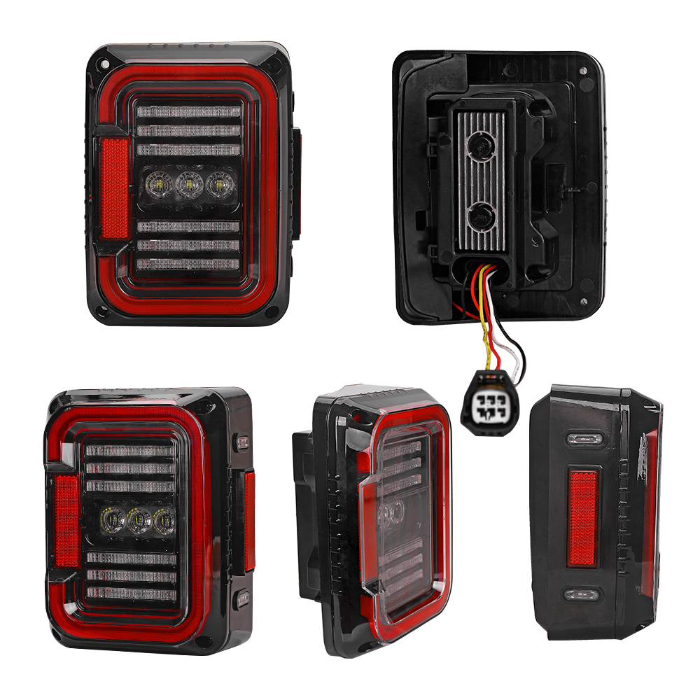 Unique Design C-shaped Reversing Rear Signal Clear & Durable Clear Lens LED Tail Light Pairs for Wrangler JK smoked tail light