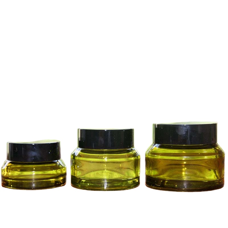 Luxury Cosmetic Packaging 15ml 30ml 50ml 60ml 125ml Green Frosted Glass Bottles Glass Jars