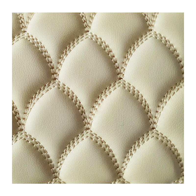 Embroidery Faux Leather Quilted Fabric with Sponge Backing for Car Mats