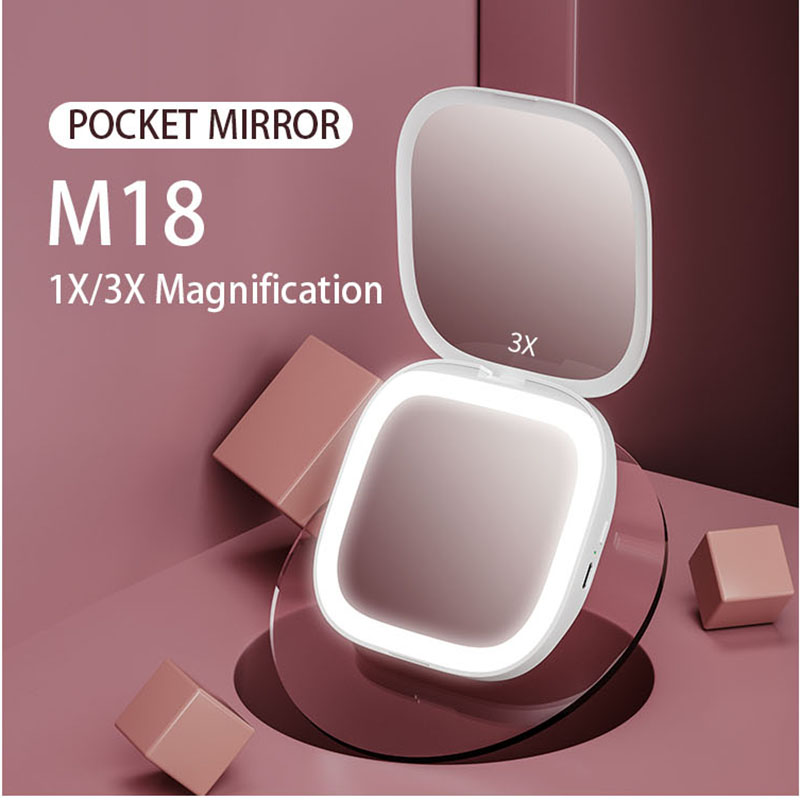 M18 оптовая продажа косметическое портативное карманное зеркало для макияжа со светодиодной подсветкой