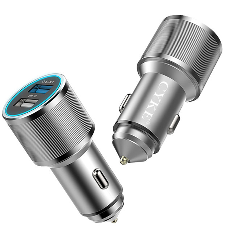 CYKE мини зарядное устройство для автомобиля с двумя портами USB адаптер металлическое автомобильное зарядное устройство для мобильного телефона автомобильное зарядное устройство Зарядка USB QC3.0