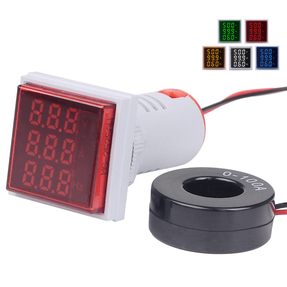 22mm Square Digital Display Monitor Panel Led Ampere Volt Voltmeter Ammeter Voltage Amps Meter Indicator