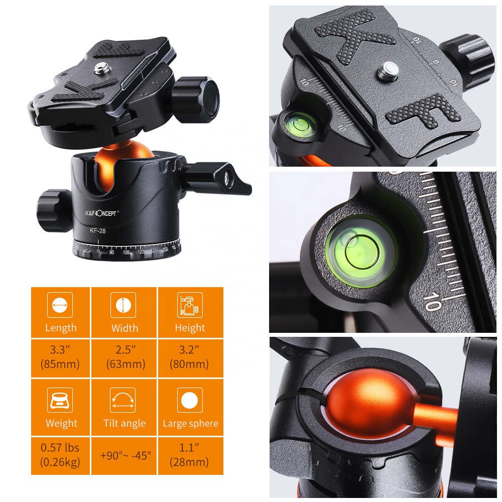 K & F Concept штатив для DSLR камеры легкий алюминиевый монопод Штатив с 360 панорамной шаровой головкой для путешествий и работы