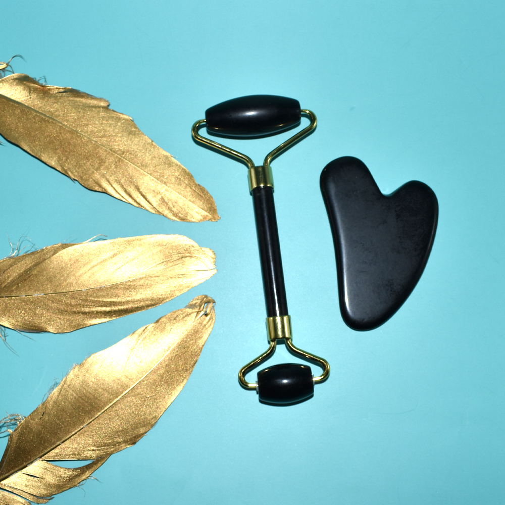 Best Selling Black Natural Jade Roller With Box Set Nephrite Gua sha And Jade Roller