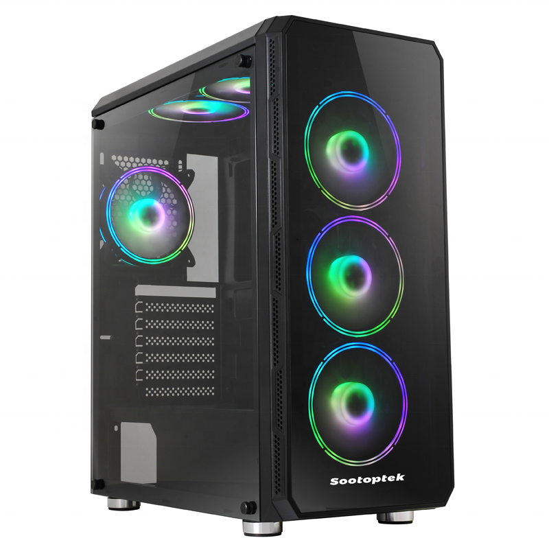 Игровой компьютерный корпус Mid Tower с закаленным стеклом, шкаф ATX с корпусом Usb3.0 PC, передняя панель с Rgb-вентилятором