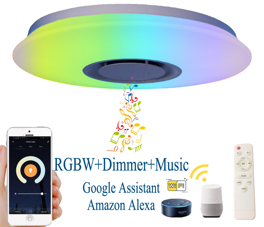 Светодиодный умный потолочный светильник Rocky light, 400 мм, RGB-подсветка с Wi-Fi, изменение цвета, поддержка Alexa Google Home, голосовое управление