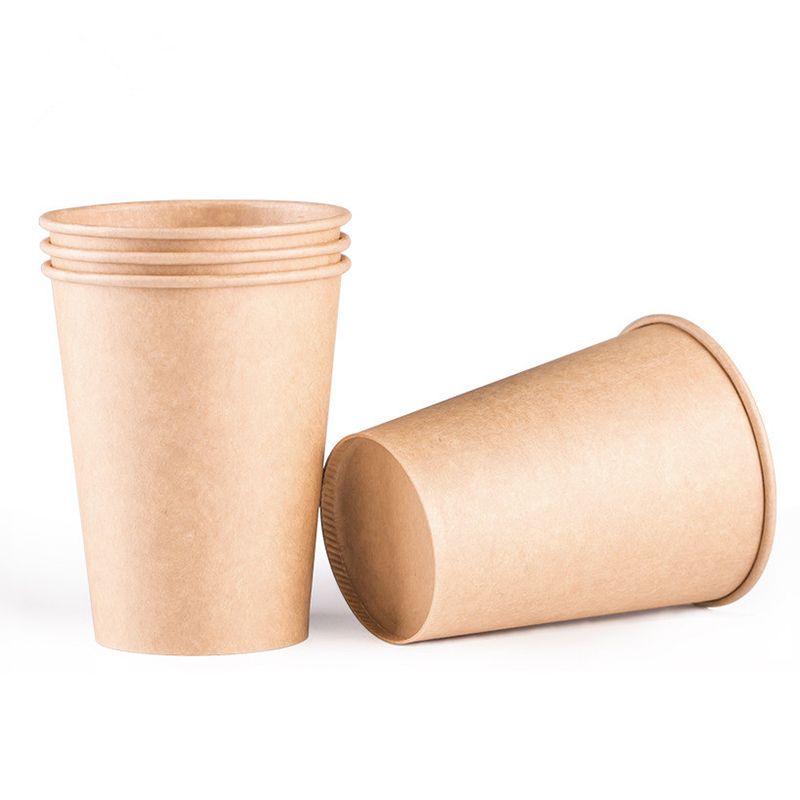 Factory Wholesale 6oz 8oz Blank Craft Disposable Kraft Paper Coffee Cups With Pla Pet Lids For Hot Drinks