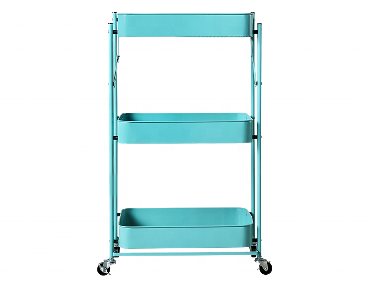 Steel Ailipu 3-layer Folding Platform Hand Truck Cart Bathroom Cosmetics Storage Shelf