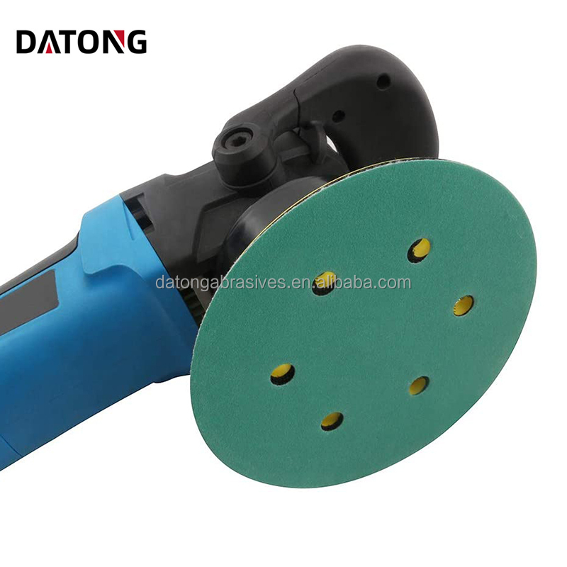 Datong Factory price High quality abrasives 6 inch 6 holes green Ceramic Sanding Disc For Metal and Wood Grit 100