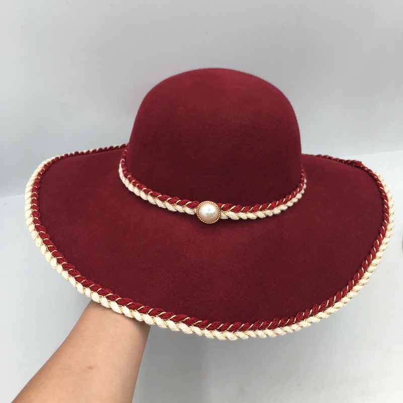 Fashion Designer Wholesale 2021 Winter Autumn Floppy Wide Brim Fedora Hats Women Wool