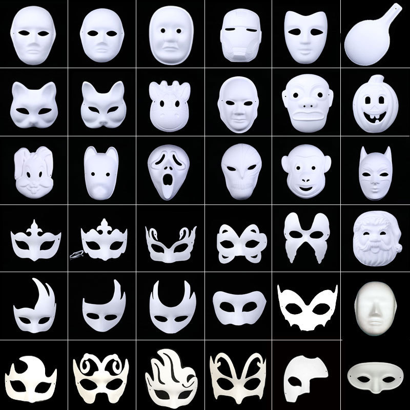 Hot Sell 3D Blank Party Mask for Painting Various Designs Paper Facemask for Party Novelties Decoration Halloween Gift