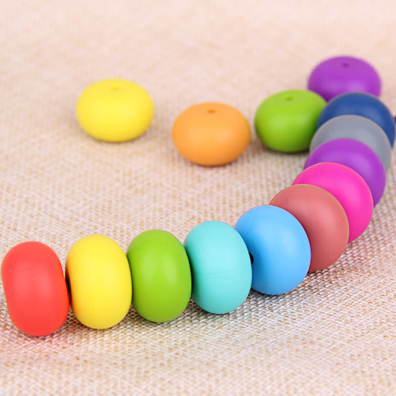 XUQIAN Ins Hot Sale Multicolor Silicone Abacus Beads Baby Silicone Teething Beads for DIY Handmade Baby Toy Accessories