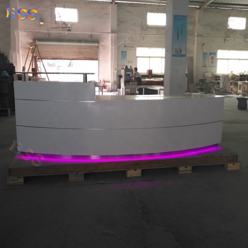 Стильные красочные LED полукруг глянец белый искусственный мрамор медицинский стол рецепции