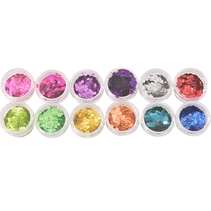 Wholesale Nail Art rectangle Glitter Sequins DIY Sparkly Paillette Tips Charm Pigment Flakes Gel Nail Decorations