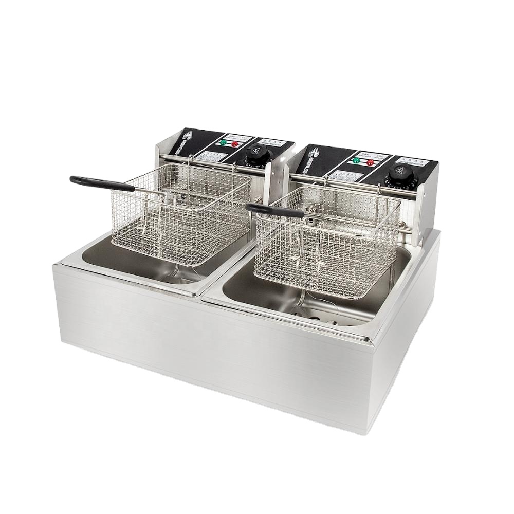 6L+6L Electric double-tank Fryer French Fries Machine Chicken Equipment Restaurant Equipment electronic fryer