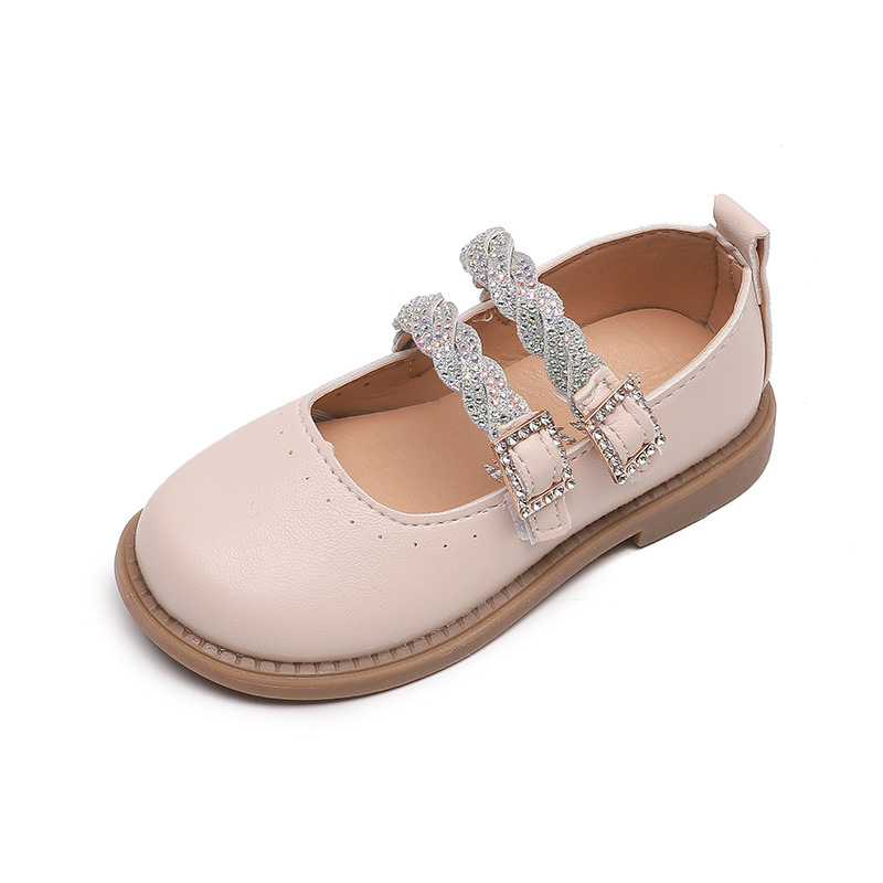 New Girls Leather Shoes Autumn Winter Casual kids Princess Flats Shoes Fashion Rhinestone Children Toddler Soft Sole Dress Shoe