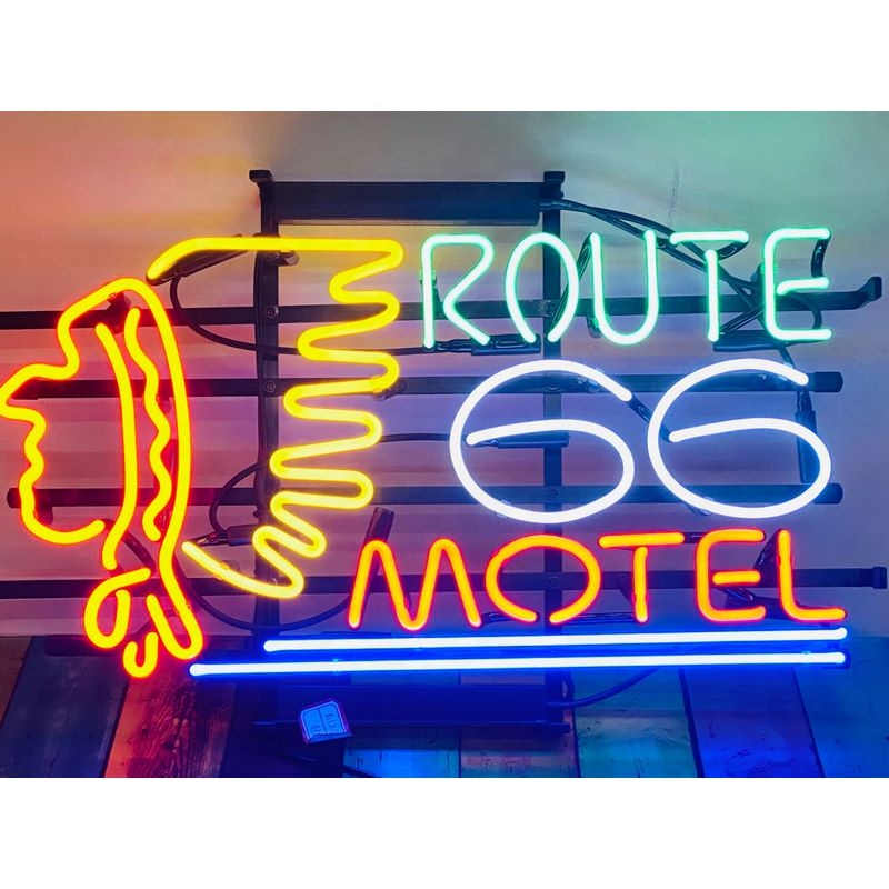 Изготовленный На Заказ настоящий стеклянный неоновый светильник Route 66 мотель индийский знак яркий неоновый знак для украшения 24 * дюйма