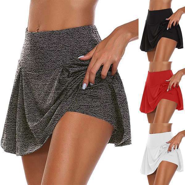 Custom Wholesale 2021 Summer Solid Workout Sportswear Running Women's Skirts Stretchy Pleated Plus Size Tennis Skirts