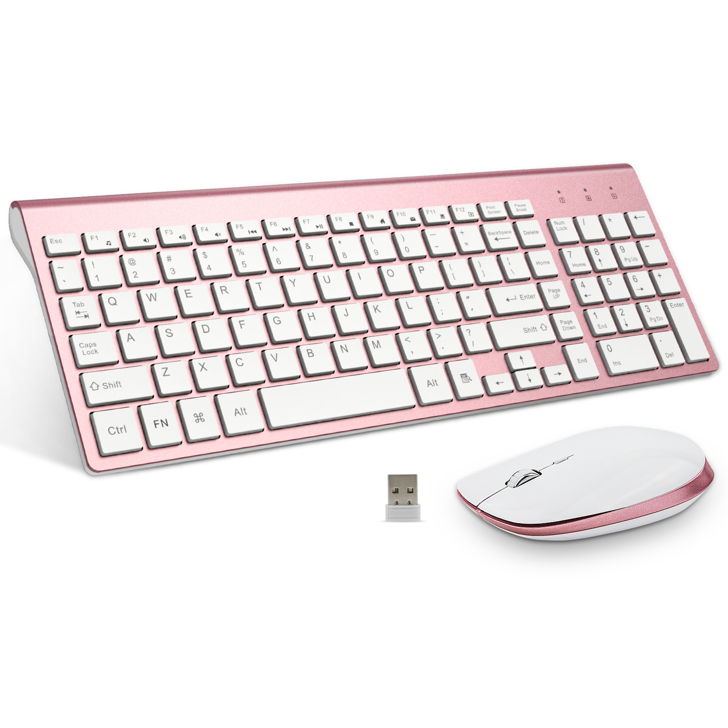 Ergonomic Compact 2.4G USB Nano Full Size Scissors-key Quiet Wireless Keyboard and Mouse Combos