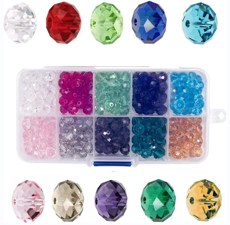 8mm Wholesale Faceted Briolette Rondelle Shape Glass Beads for Jewelry Making