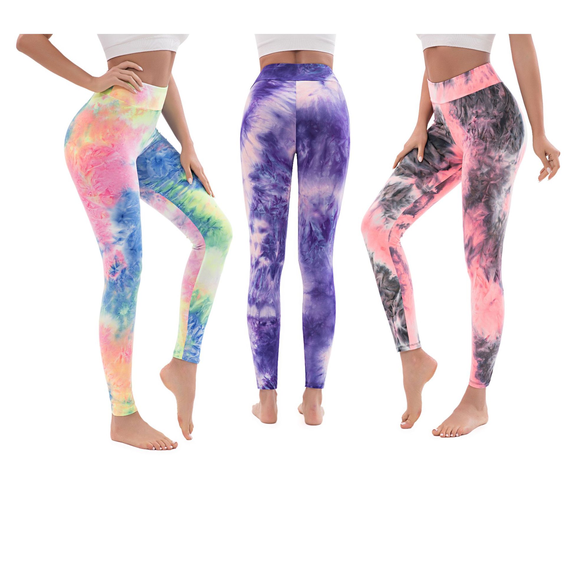 Леггинсы Amazon Tie Dye европейские и американские Леггинсы для йоги с начесом и перекрестными краями с высокой талией тонкие женские леггинсы