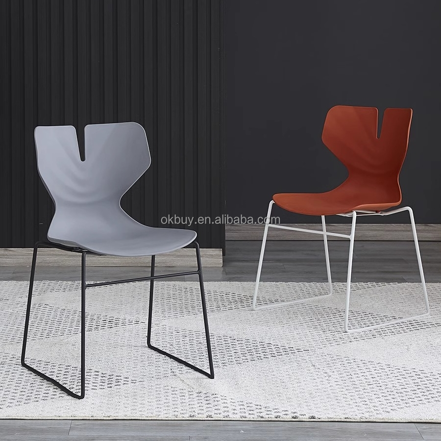 New design Modern Ergonomic Plastic Seat Back Stackable Metal Frame Visitors home Office Chairs conference Chairs