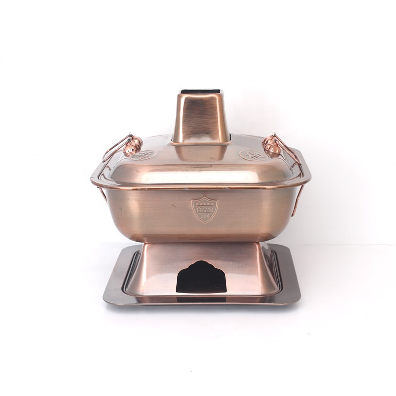 Classic old Beijing household 32-36cm square 304 stainless steel charcoal hot pot shabu hot pot