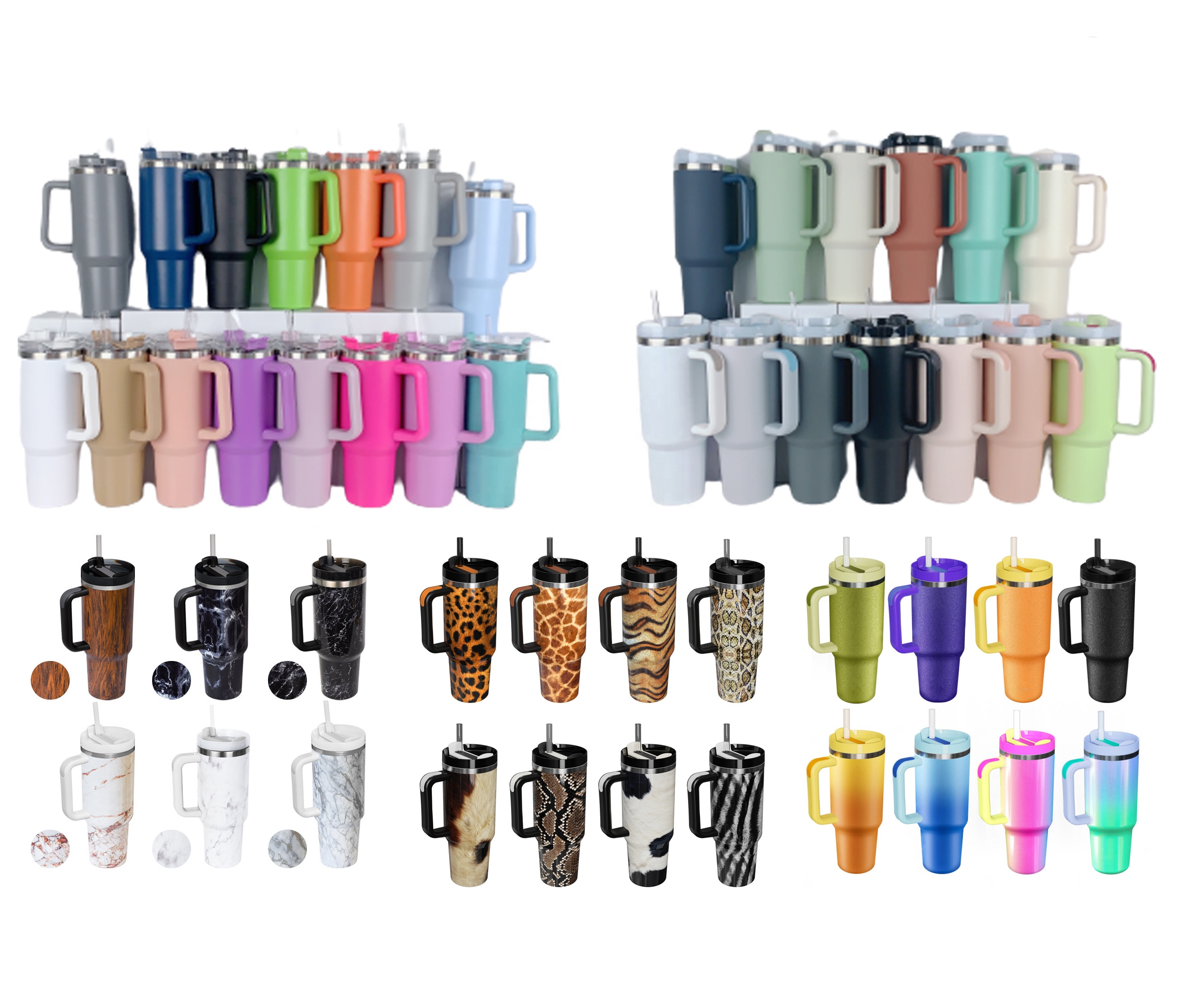 40oz Stanleys Adventure Quencher Tumbler Stainless Steel Flowstate Soft Matte Insulated Mug with Handle