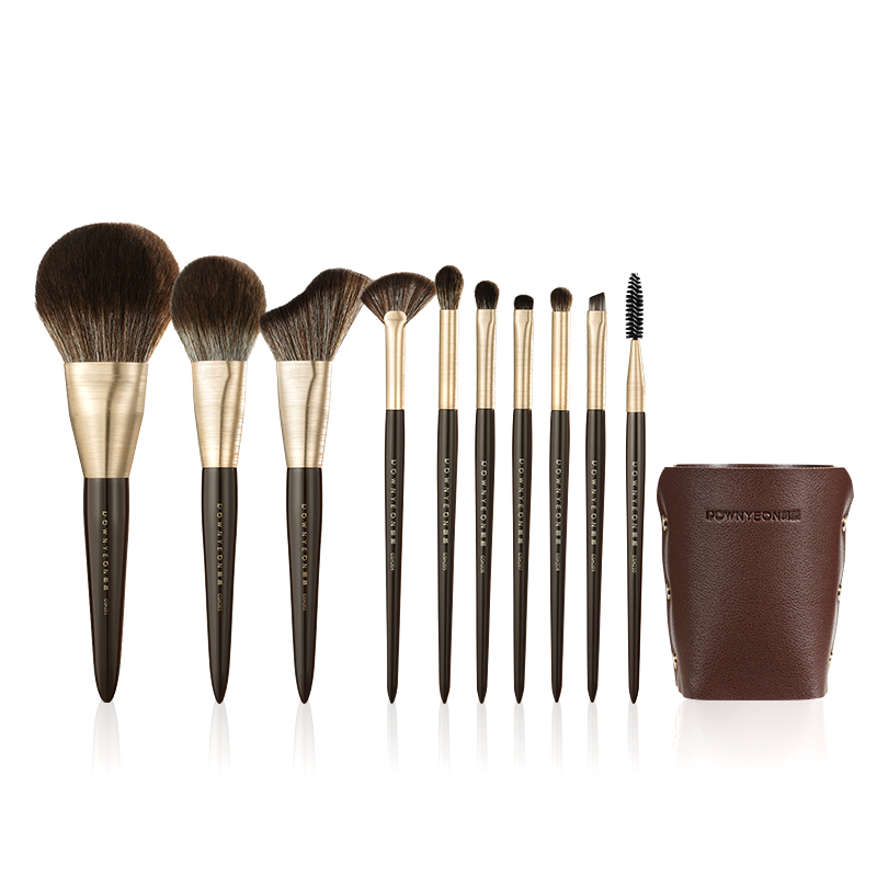 High quality Bling Black Big Wooden Handle Flat Makeup Powder Brush Make up Brushes