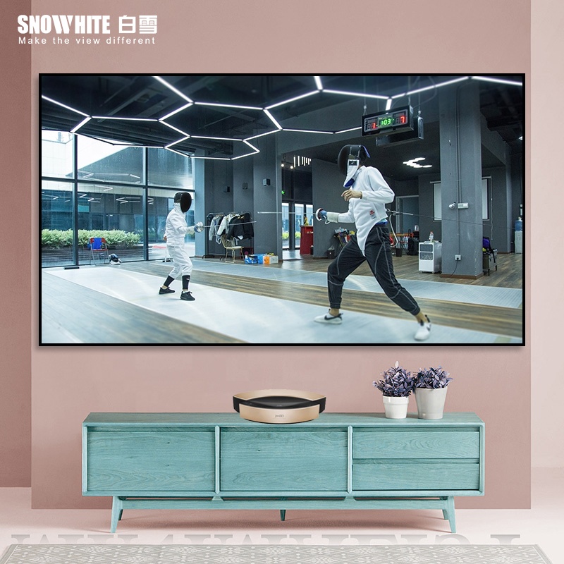 SNOWHITE 80 100 120 дюймовый сверхкороткий броский окружающий свет отклоняющий ПЭТ Кристальный экран UST ALR проекционный экран с фиксированной рамкой