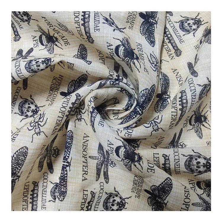 Hot Selling printed cotton linen  Fabric Textile fabric for dress women