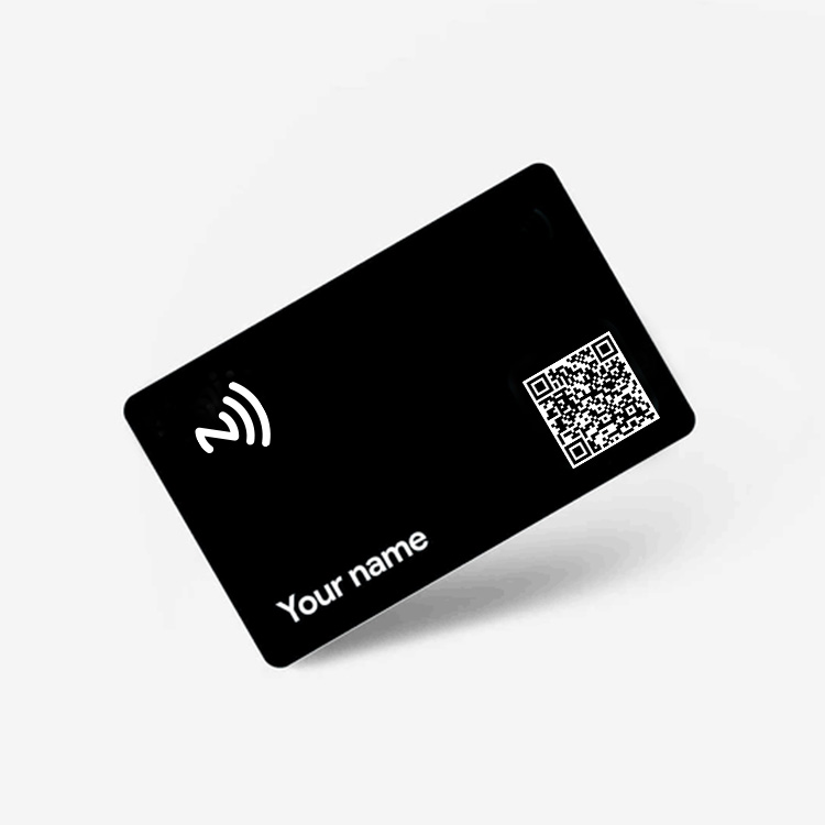 Матовая черная ПВХ цифровая визитная карточка NFC Tag213