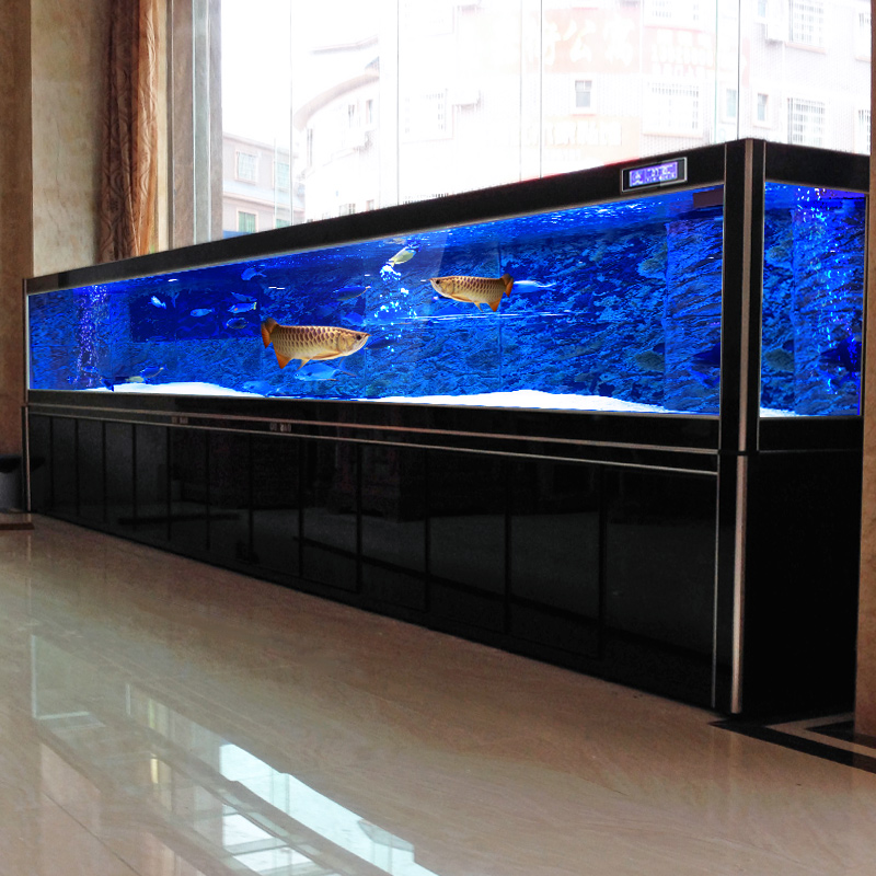 3MLarge fish tank glass aquarium living room dragon fish tank 1.2m 1.5m 4m 5M aluminum alloy bottom cabinet bottom filter