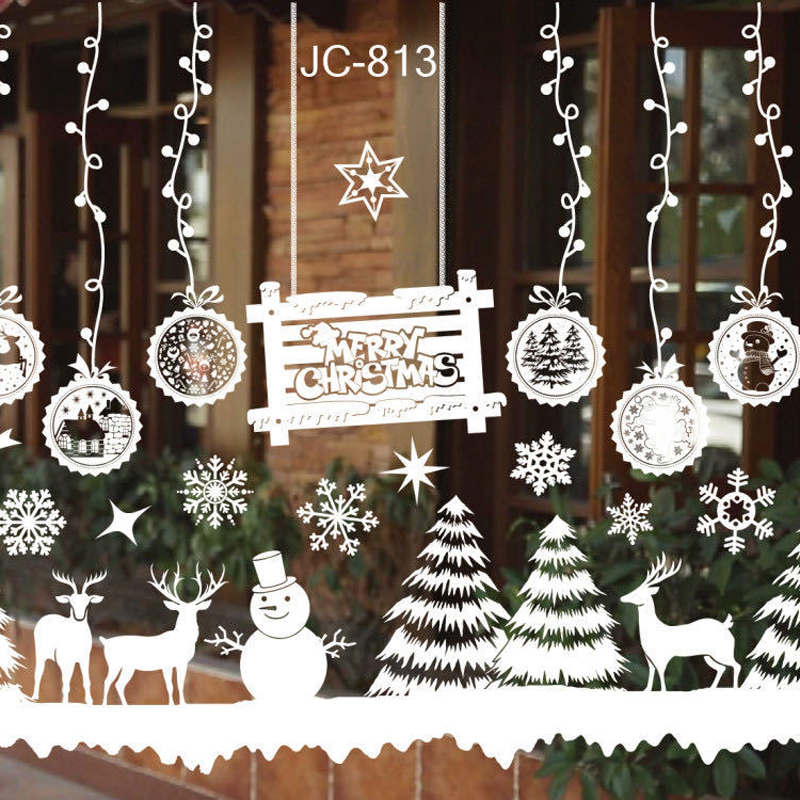 HB-301 Christmas Snowflake Window Clings Stickers for Xmas Glass Decals Decorations Holiday