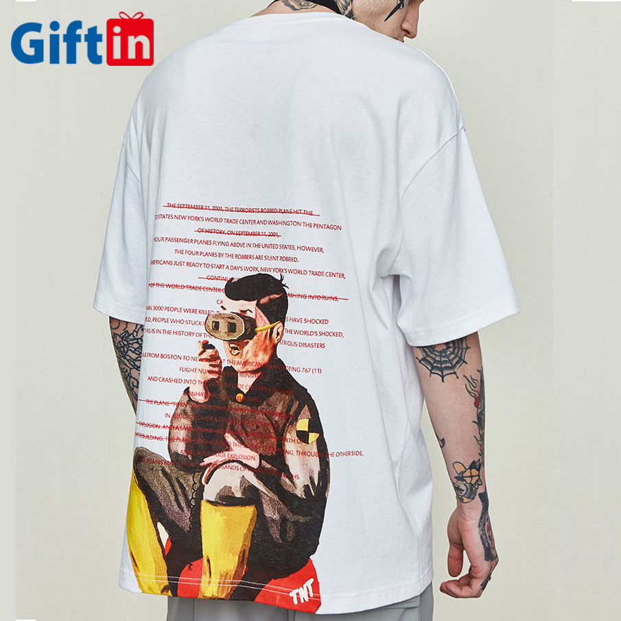 Модная уличная одежда GiftIn в стиле оверсайз из 100% хлопка, футболка унисекс в стиле хип-хоп с принтом на заказ