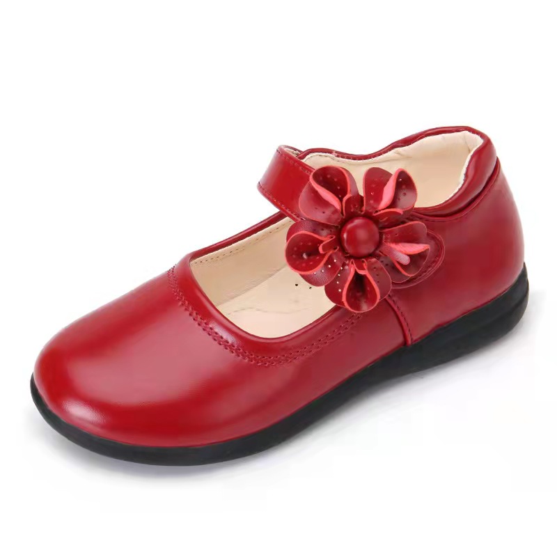 Hot Sell Princess Party School Dress Shoes Pu Leather Flower Shoes Kids Girl